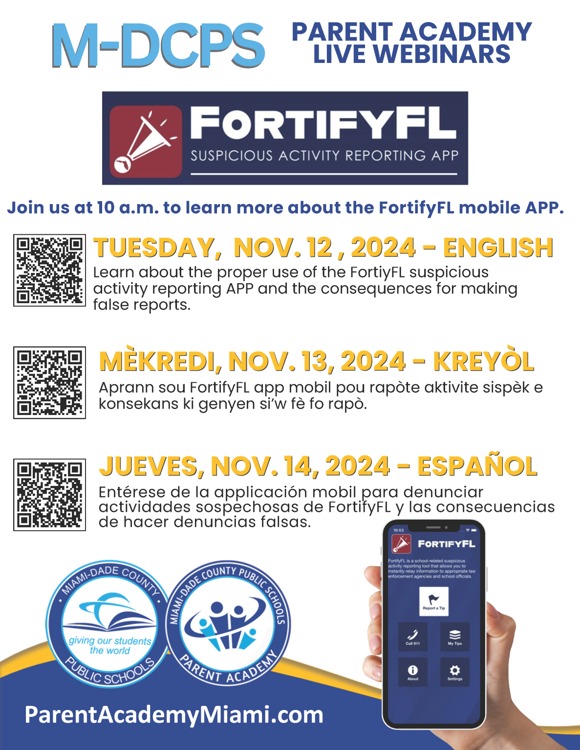 Parent Academy FortifyFL Mobile App Webinar – Academy for Advanced Studies